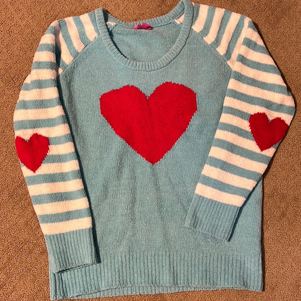 Betsey Johnson Womens Pullover Sweater  Heart Long Sleeve Large
